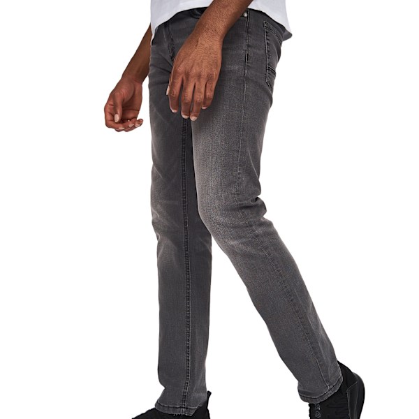 Crosshatch herr Svelte Stretch Jeans 30R grå tvätt Grey Wash 30R