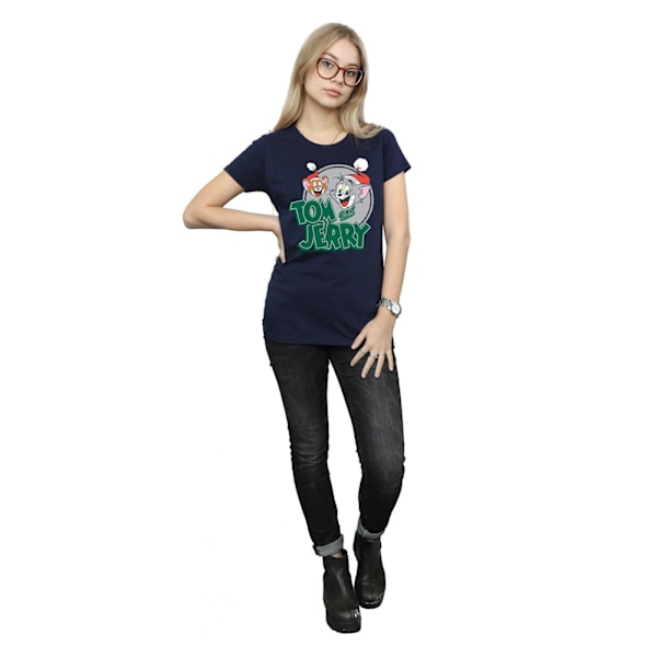 Tom And Jerry Dam/Damer Julhälsningar Bomull T-shirt Navy Blue L