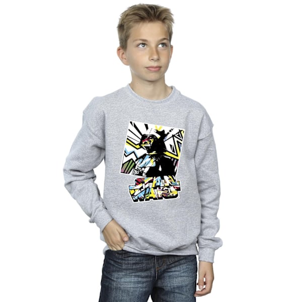 Star Wars Boys Vader Vattenfärg Pop Art Sweatshirt 9-11 år Sports Grey 9-11 Years