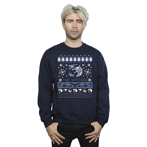 Netflix Mens The Witcher Seasons Witchings Sweatshirt XXL Marinblå Navy Blue XXL