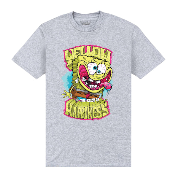 SpongeBob SquarePants Unisex Vuxen Gul Happiness T-Shirt S H Heather Grey S