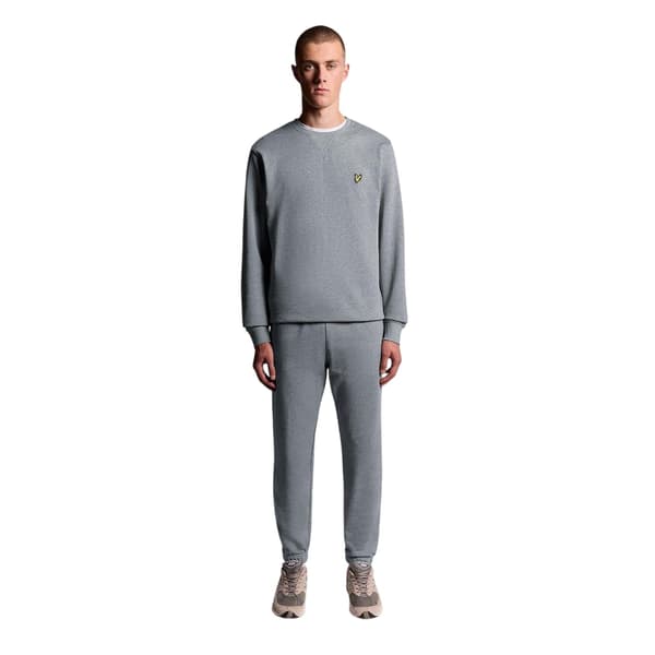 Lyle & Scott Sweatshirt med rund hals och avslappnad passform för män, S, Gråmelerad Grey Marl S