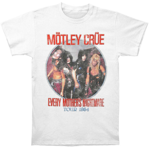 Motley Crue Unisex Adult Every Mother´s Nightmare T-Shirt XL Wh White XL