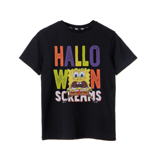 Svampbob Fyrkant T-shirt för barn/barn Halloween Screams Black 3-4 Years