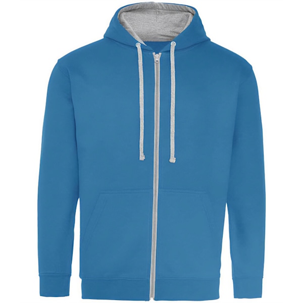 Awdis Mens Varsity Heather Full Zip Hoodie S Safirblå/Heat Sapphire Blue/Heather Grey S