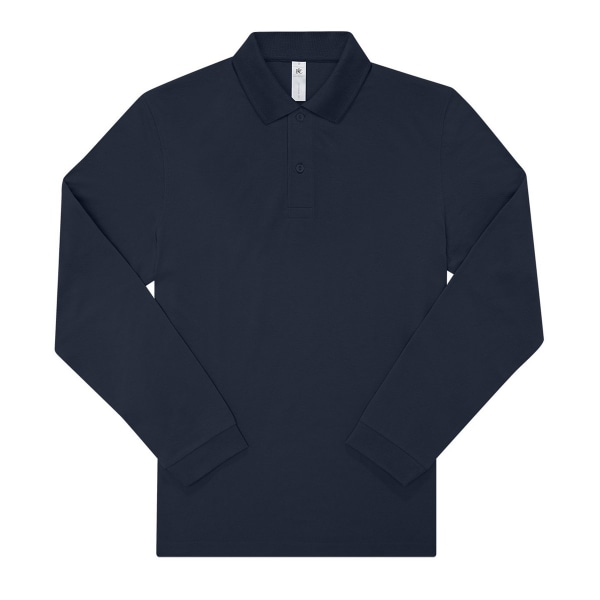 B&C Mens My Long-Sleeved Polo Shirt XL Marinblå Navy XL