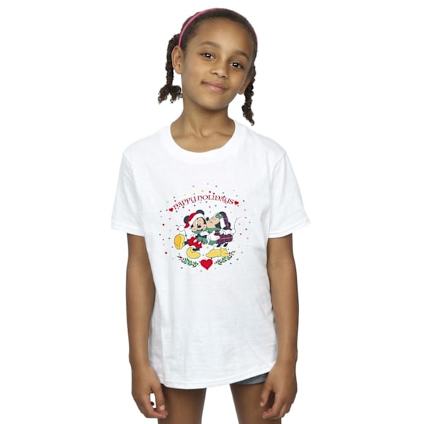 Disney Girls Mickey Mouse Mickey Minnie Jul Bomull T-Shir White 3-4 Years