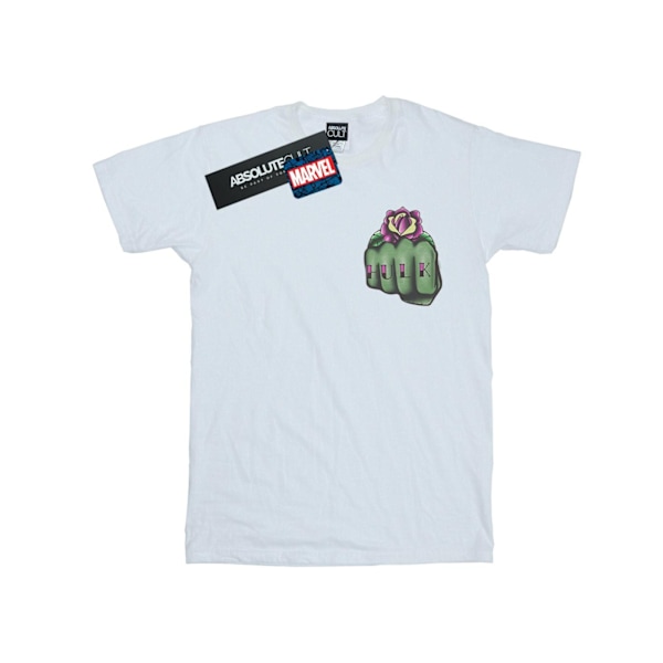 Marvel Boys Hulk Tattoo Fist Breast Print T-Shirt 7-8 år Vit White 7-8 Years