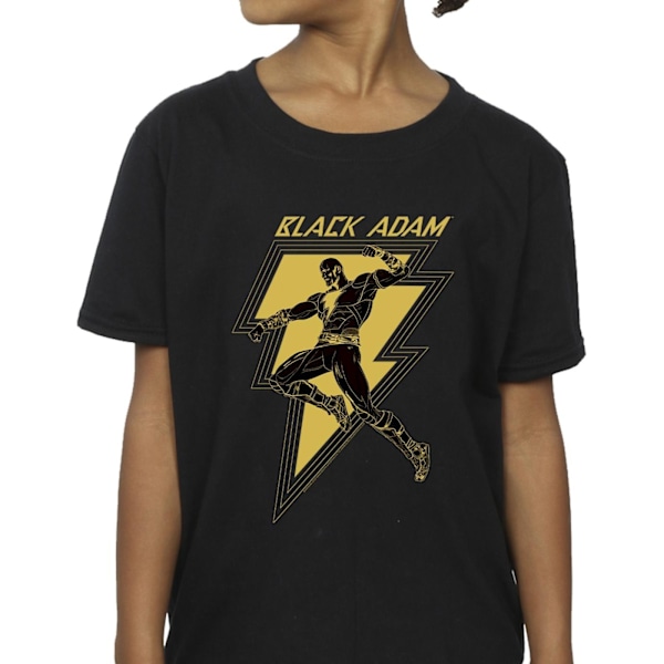 DC Comics Girls Black Adam Golden Bolt Chest Bomull T-shirt 12- Black 12-13 Years