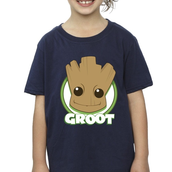 Guardians Of The Galaxy Girls Groot Badge Bomull T-shirt 7-8 år Navy Blue 7-8 Years