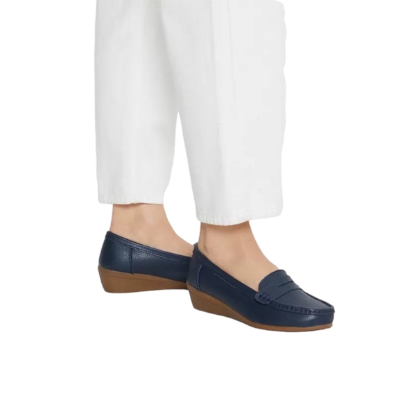 Good For The Sole Dam/Kvinnor Niamh Läder Bred Loafers 4 UK Navy 4 UK