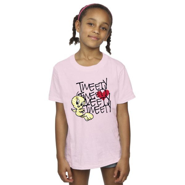 Looney Tunes Girls Tweety Love Heart Bomull T-shirt 12-13 år Baby Pink 12-13 Years