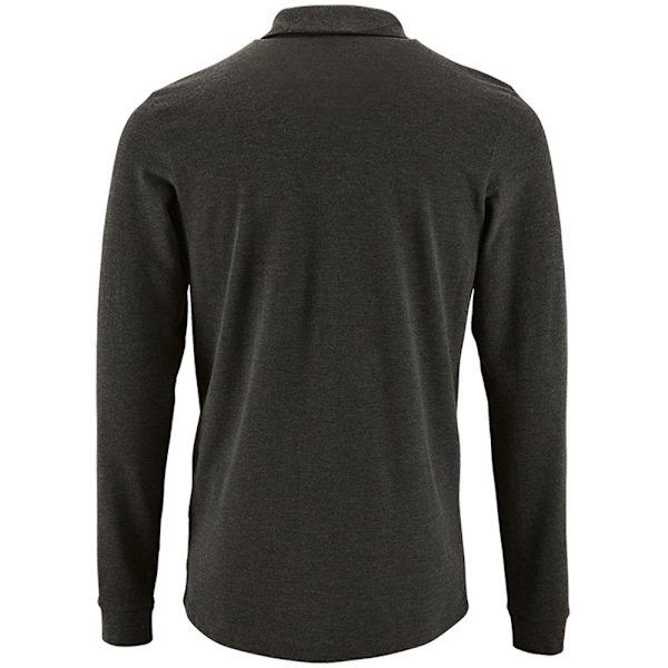 SOLS Herr Perfect Long Sleeve Pique Polo Shirt S Charcoal Marl Charcoal Marl S