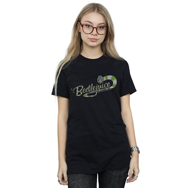 Beetlejuice Dam/Damer Sandworm Alt Logo Bomull Boyfriend T- Black S