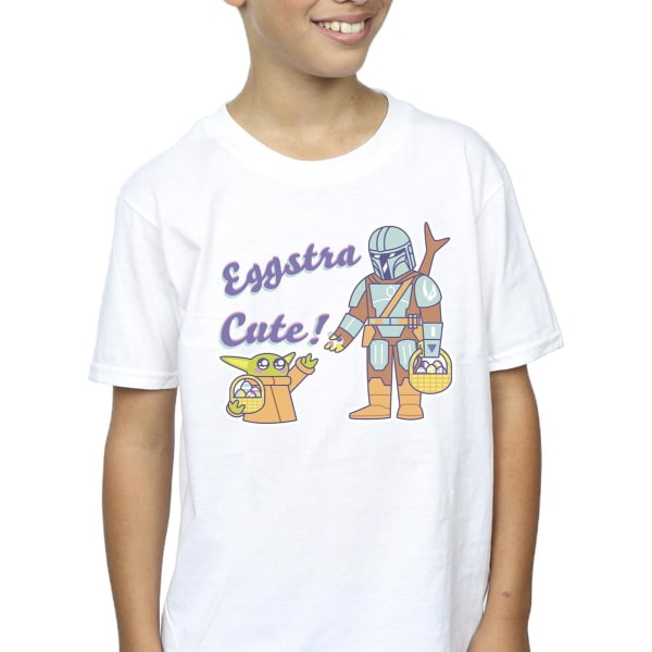 Star Wars Boys The Mandalorian Eggstra Söt Grogu T-shirt 7-8 Y White 7-8 Years