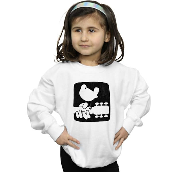 Woodstock Girls Guitar Logo Sweatshirt 7-8 år Vit White 7-8 Years