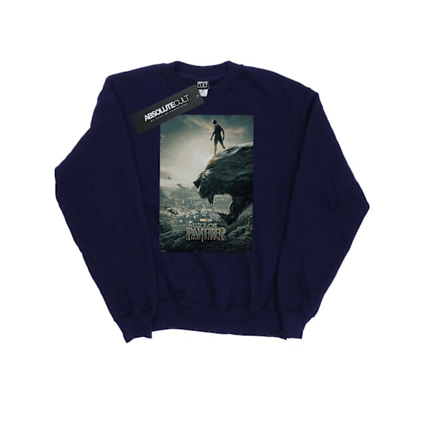 Marvel Dam/Damer Svart Panther Poster Sweatshirt S Marinblå Navy Blue S