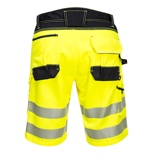 Portwest Herr PW3 Kontrastpanel Hi-Vis Shorts 32R Gul/Svart Yellow/Black 32R