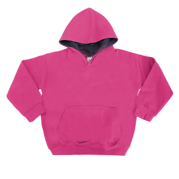 Awdis Kids Varsity Hooded Sweatshirt / Hoodie / Skoltröja 12-1 Hot Pink / French Navy 12-13