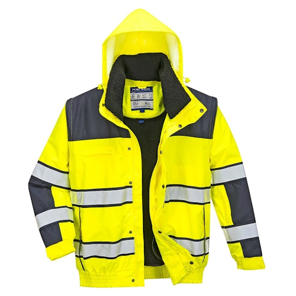 Portwest Klassisk 3-i-1 Hi-Vis Vinterbomberjacka för Män M Gul Yellow/Navy M