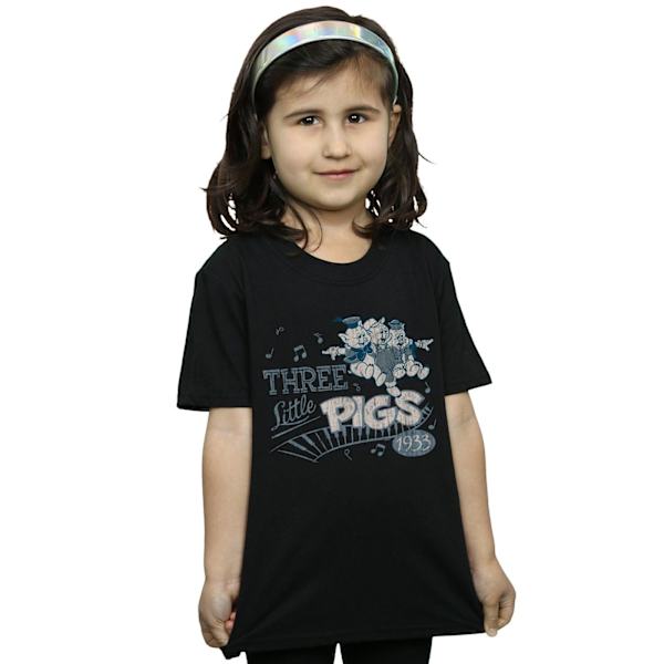Disney Girls Three Little Pigs 1933 Bomull T-shirt 7-8 År Svart Black 7-8 Years