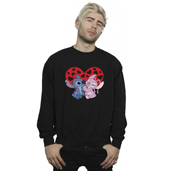 Disney Herr Lilo & Stitch Hjärtan Sweatshirt S Svart Black S