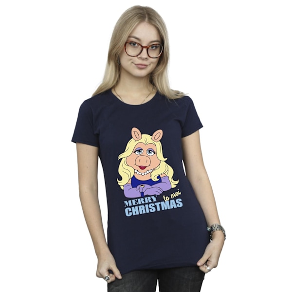 Disney Dam/Kvinnor Muppets Miss Piggy Queen of Holidays Cotto Navy Blue S