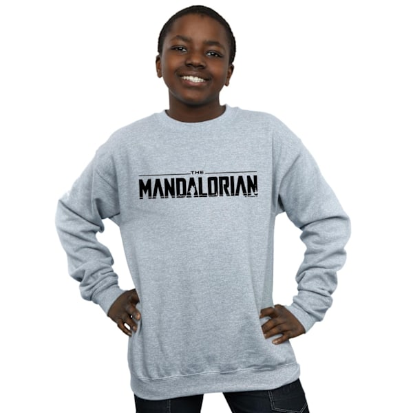 Star Wars The Mandalorian Logo Sweatshirt för pojkar 7-8 år Sport Sports Grey 7-8 Years