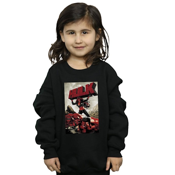 Marvel Girls Red Hulk Cover Sweatshirt 12-13 år Svart Black 12-13 Years