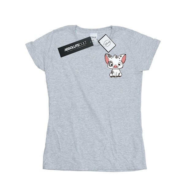 Disney Dam/Dam Moana Pua The Pig Brösttryck Bomull T-shirt Sports Grey M