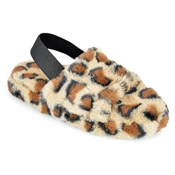 Slumberzzz Barn/Barn Leopard Quilted Backstrap Mule Slippers Brown 13-1 Child UK