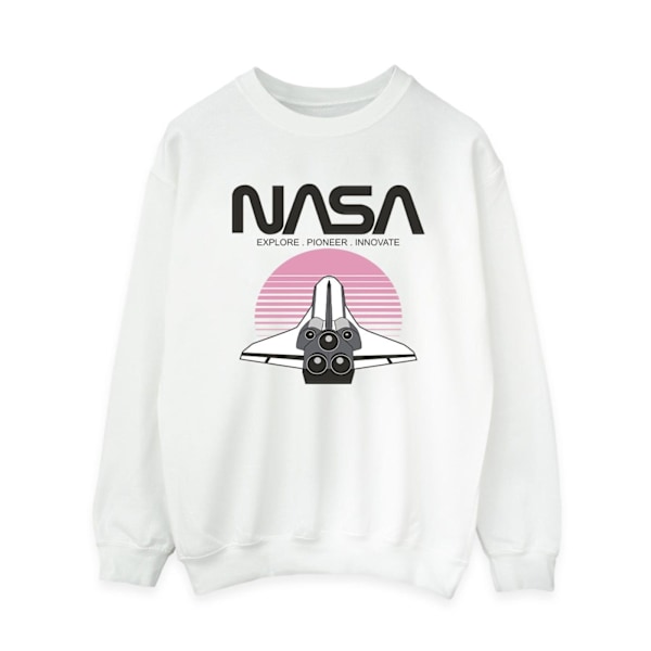 NASA Dam/Kvinnor Rymdfärja Solnedgång Sweatshirt XXL Vit White XXL