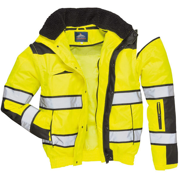 Portwest Herr Klassisk Bomberjacka i Hög Synlighet för Alla Väder Yellow/ Black S