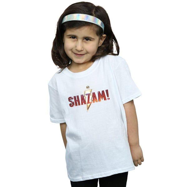 DC Comics Girls Shazam Movie Logo Bomull T-shirt 7-8 år Vit White 7-8 Years