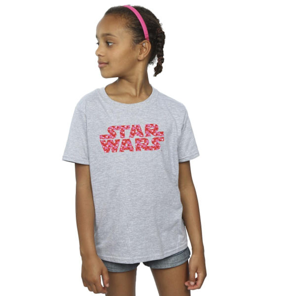 Star Wars T-shirt i bomull med hjärta-logotyp för flickor, 5-6 år, sportgrå Sports Grey 5-6 Years