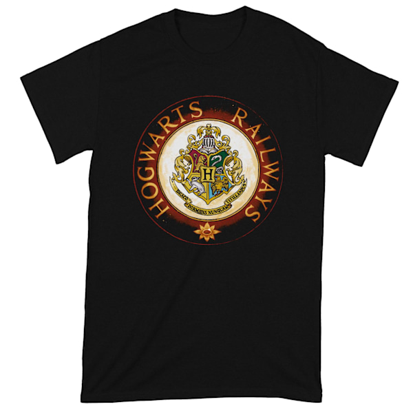 Harry Potter Unisex Vuxen Hogwarts Railway Circle T-Shirt M Bla Black M