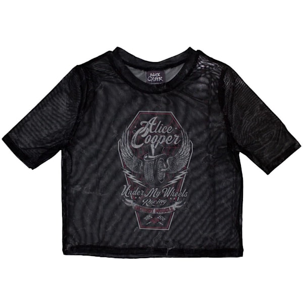 Alice Cooper Dam/Dam Under My Wheels Mesh Crop Top XS Svart Black XS