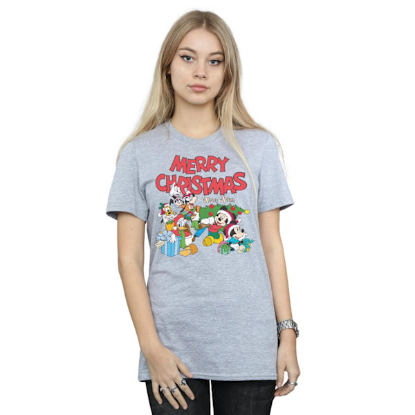 Disney Dam/Damer Mickey Och Vänner Vinterönskningar Bomull Pojkvän T-Shirt White XL