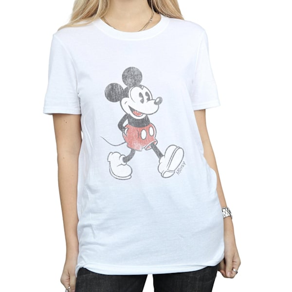 Disney Dam/Damer Walking Mickey Mouse Bomull Boyfriend T-Sh White S