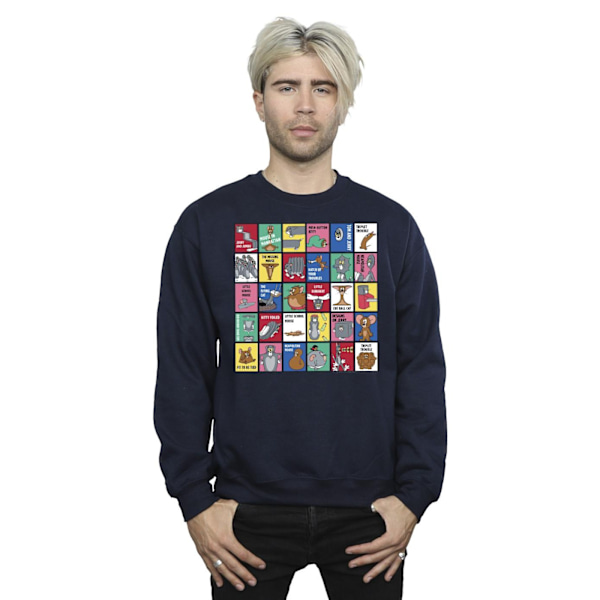 Tom And Jerry Herr Grid Squares Sweatshirt M Marinblå Navy Blue M