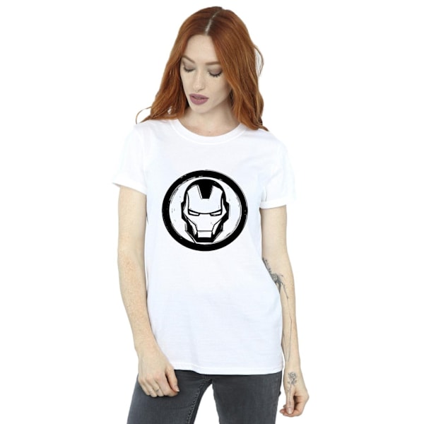 Marvel Dam/Damer Iron Man Bröstlogotyp Bomull Boyfriend T-shirt White M