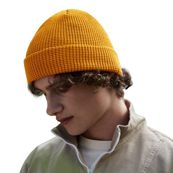 Beechfield Unisex Vuxen Waffle Ekologisk Bomull Mössa En Storlek M Mustard Yellow One Size
