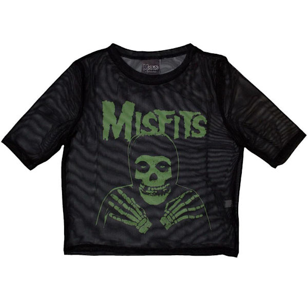 Misfits Dam/Kvinna Grön Händer Mesh Crop Top 12 UK Svart Black 12 UK