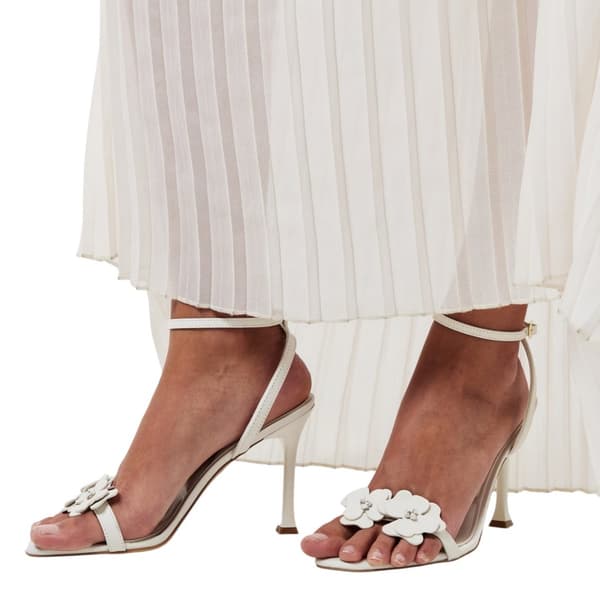 Aldo Dam/Dam Daisylily Blommig Läder Sling Back Högklackad White 4 UK