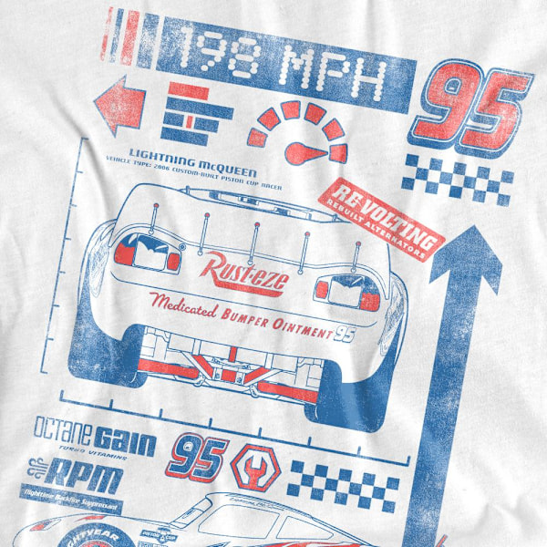 Bilar Unisex Vuxen 198 MPH Lightning McQueen T-shirt L Vit White L