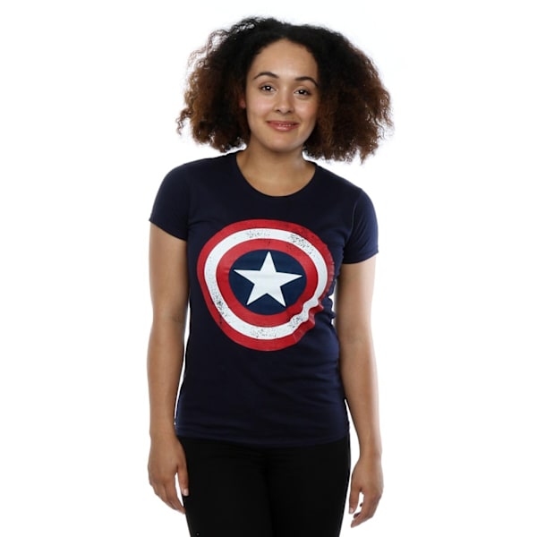 Captain America Dam/Kvinnor Sköld T-Shirt XS Marinblå Navy Blue XS