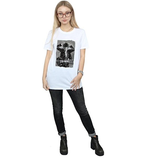 AC/DC Dam/Damer Angus Young Distressed Foto Bomull Pojkvän White XL
