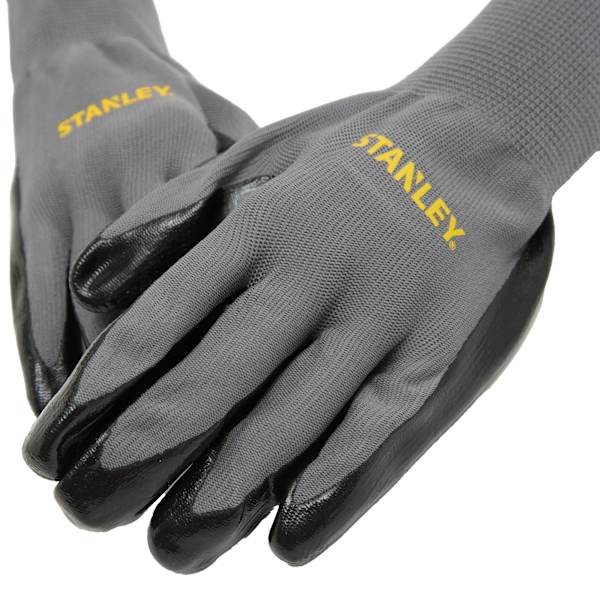 Stanley Nitrilgreppade skyddshandskar En storlek Grå Grey One Size