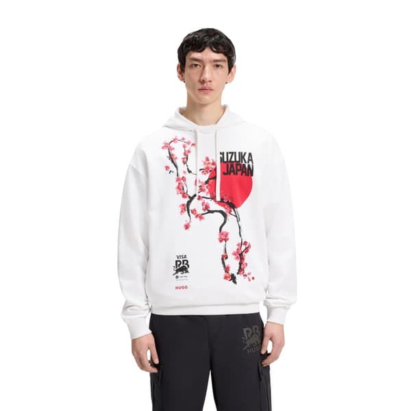 Hugo Herr Regular Långärmad Hoodie med Dragsko M Vit White M