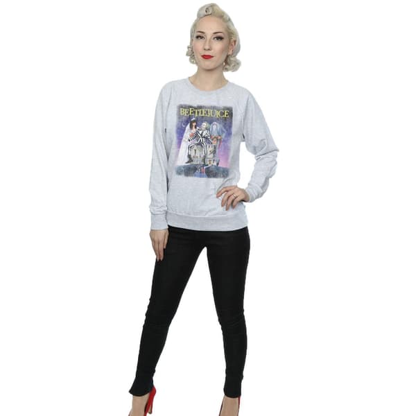 Beetlejuice Dam/Dam Distressed Poster Sweatshirt L Heather Heather Grey L